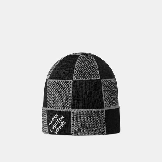 Bonnet et Écharpe Damier Heritage Noir — Louis Vuitton
