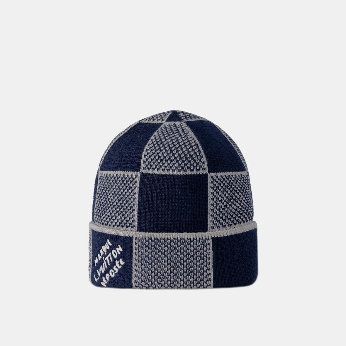 Bonnet et Écharpe Damier Heritage Bleu Marine — Louis Vuitton
