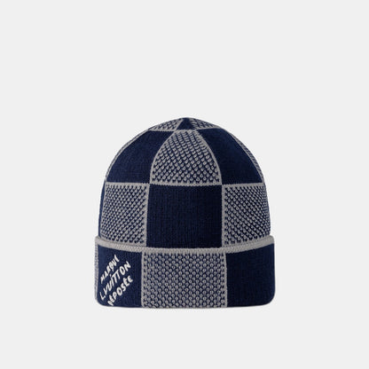 Bonnet et Écharpe Damier Heritage Bleu Marine — Louis Vuitton