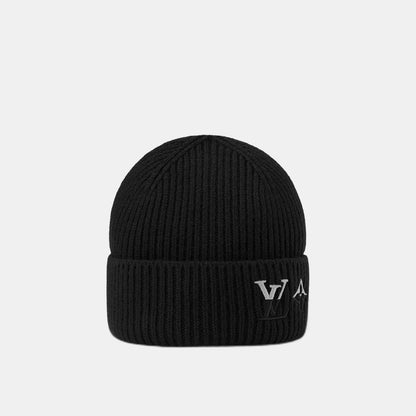 Bonnet LV Dual noir : côtes noires et grises, large revers lv