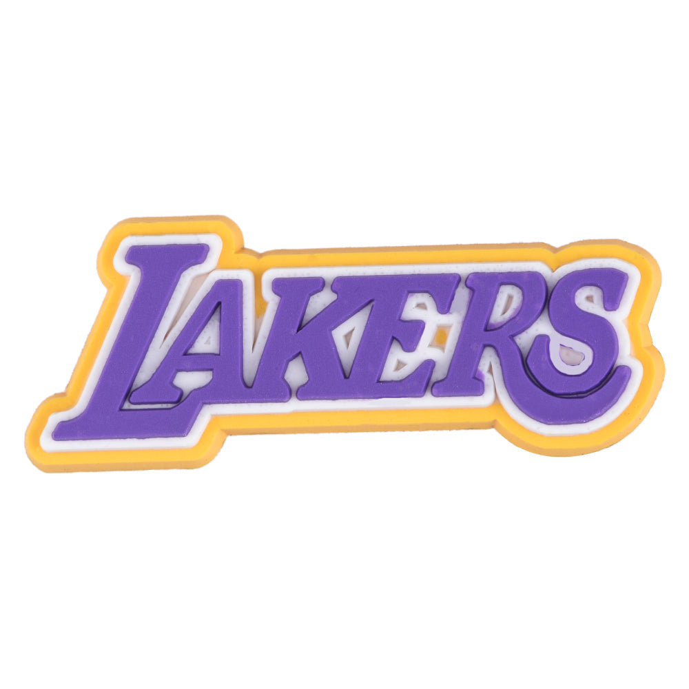 Pin's lettrage LAKERS violet et jaune pour Crocs