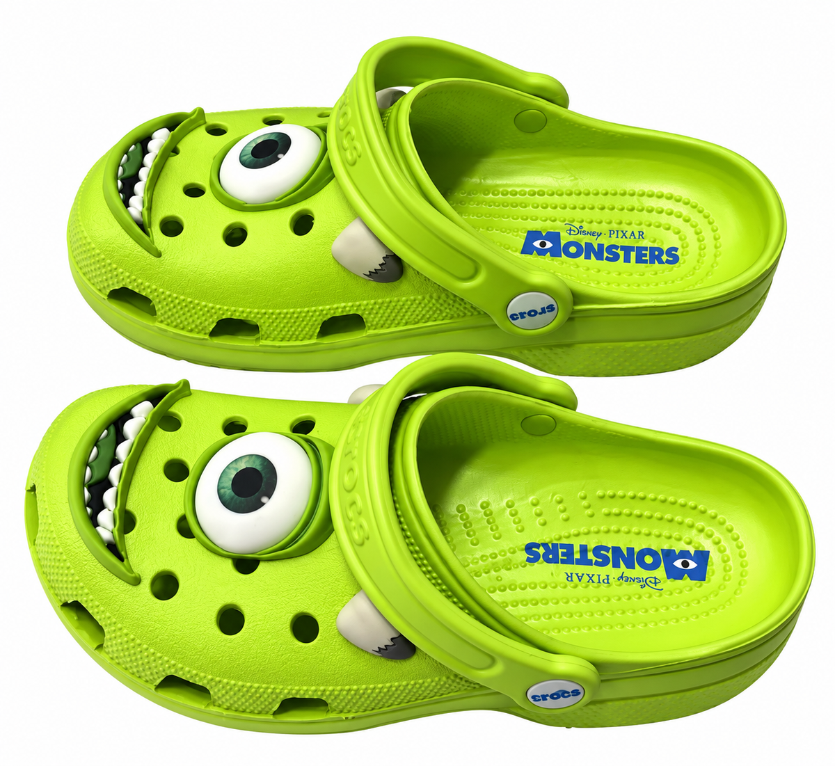 Crocs : paire Bob Razowski verte avec grands yeux en relief