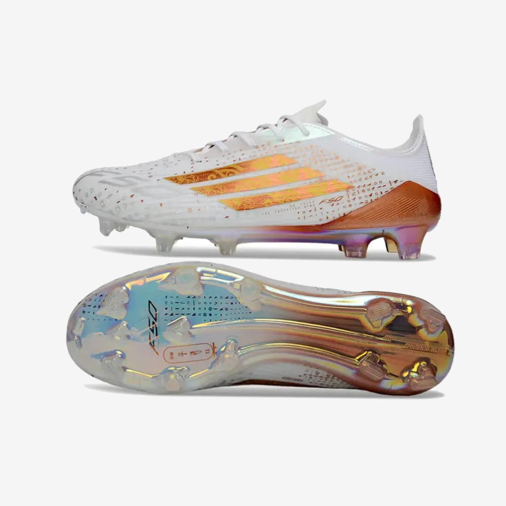 F50 ELITE FG x MOHAMED SALAH AFCON - BLANC/BRONZE ÉDITION LIMITÉE