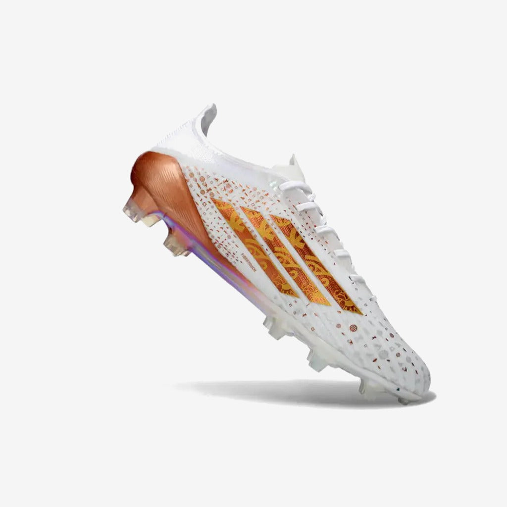 F50 ELITE FG x MOHAMED SALAH AFCON - BLANC/BRONZE ÉDITION LIMITÉE