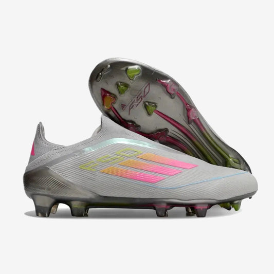 F50 Elite Laceless FG Gris/Rose/Jaune — Adidas