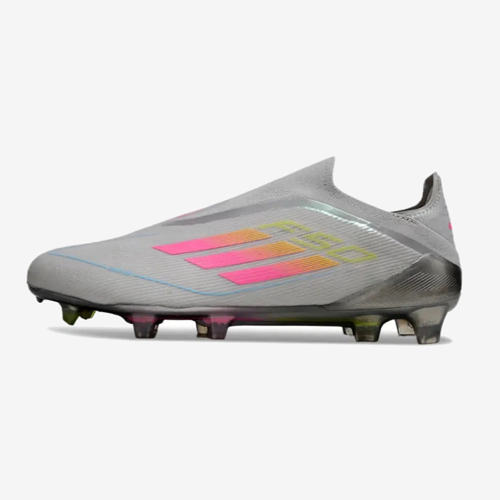 F50 Elite Laceless FG Gris/Rose/Jaune