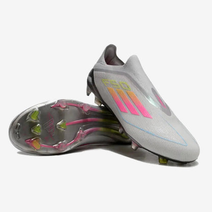 F50 Elite Laceless FG Gris/Rose/Jaune