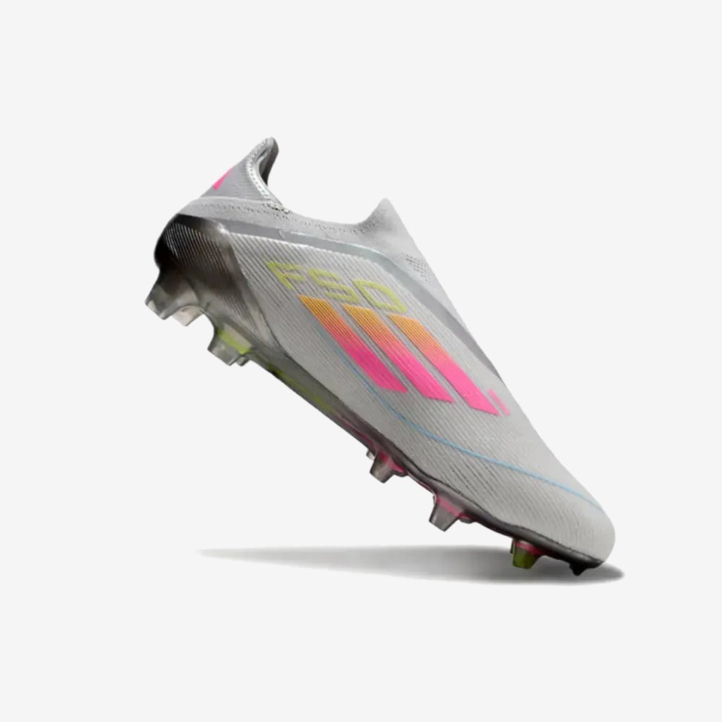F50 Elite Laceless FG Gris/Rose/Jaune