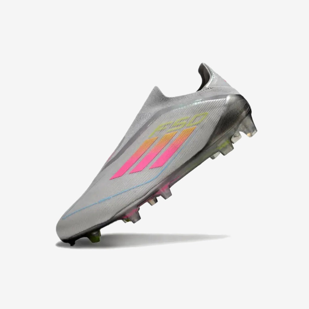 F50 Elite Laceless FG Gris/Rose/Jaune