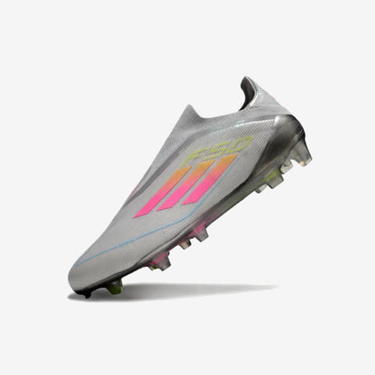 F50 Elite Laceless FG Gris/Rose/Jaune