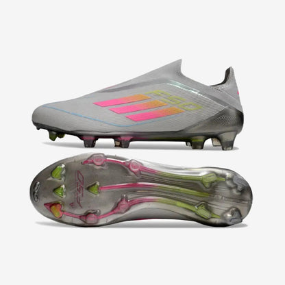F50 Elite Laceless FG Gris/Rose/Jaune