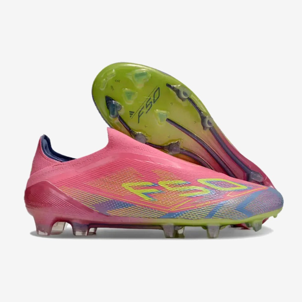 F50 Elite Laceless FG Mystic Victory - Lucid Pink/Lucid Lemon/Blue Fusion — Adidas