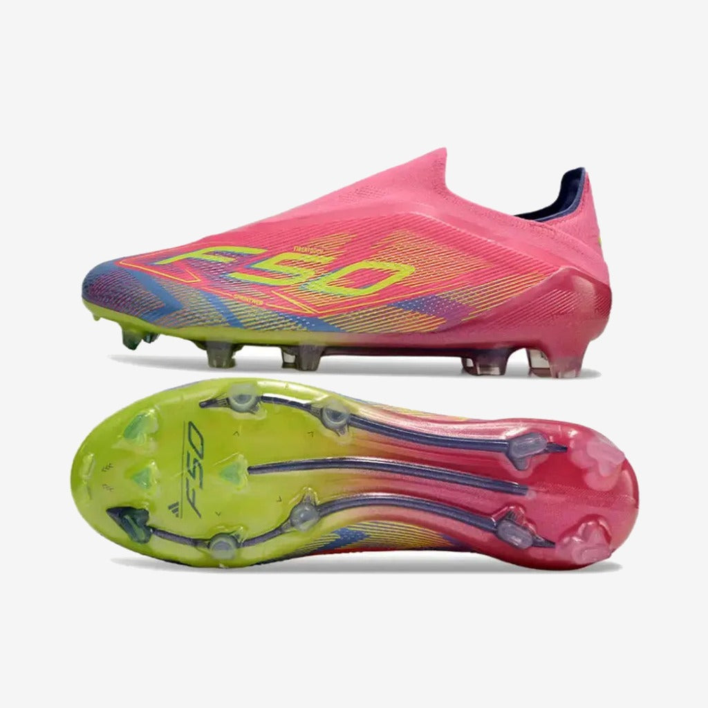 F50 Elite Laceless FG Mystic Victory - Lucid Pink/Lucid Lemon/Blue Fusion