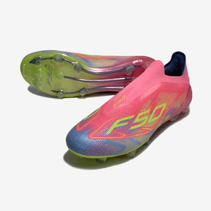 F50 Elite Laceless FG Mystic Victory - Lucid Pink/Lucid Lemon/Blue Fusion