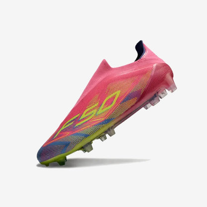 F50 Elite Laceless FG Mystic Victory - Lucid Pink/Lucid Lemon/Blue Fusion