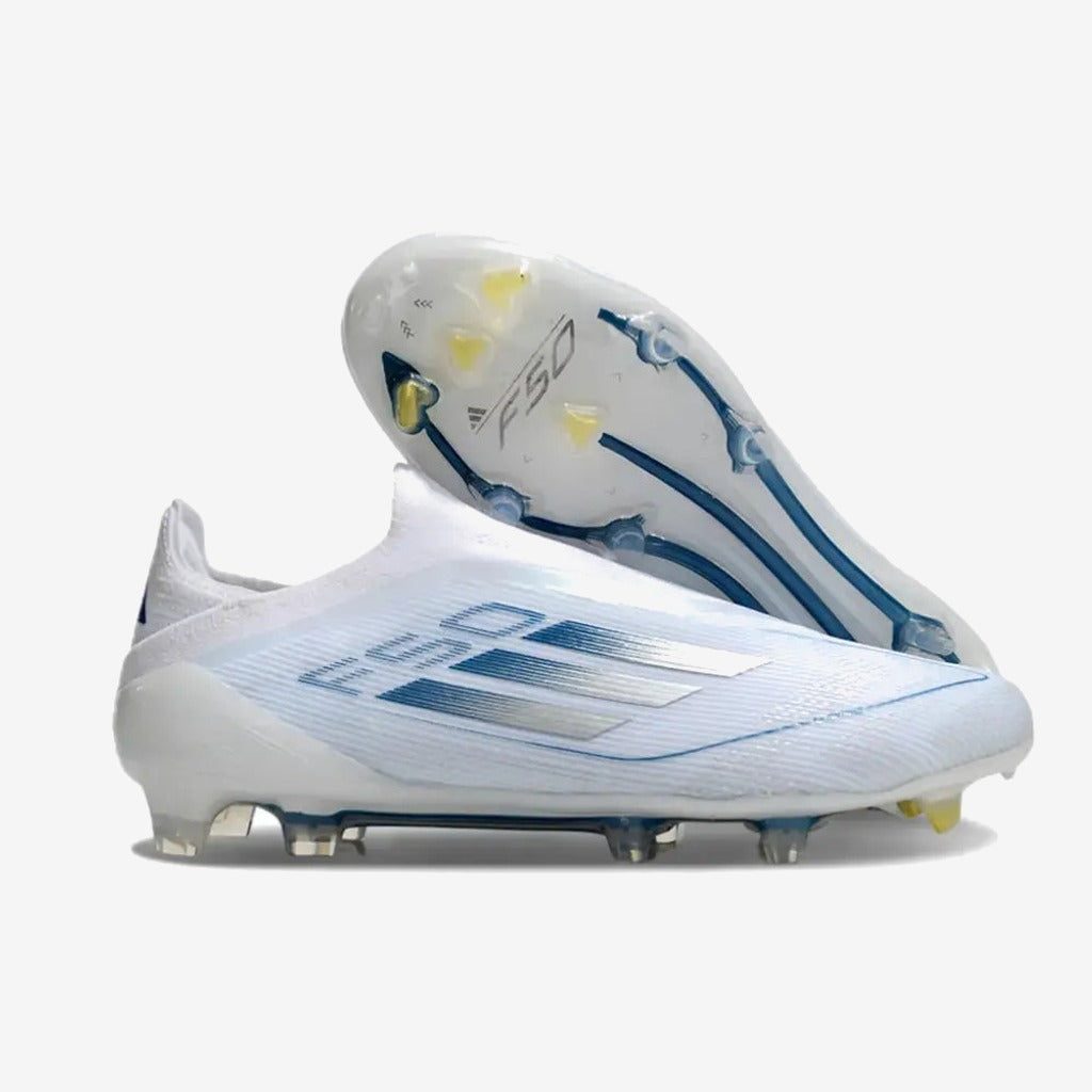F50 Elite Laceless FG Polar Victory - Blanc/Argenté/Bleu — Adidas