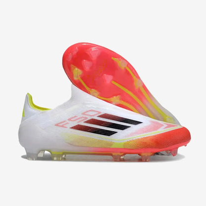 F50 Elite Laceless FG Pure Victory - Blanc/Lucid Red/Jaune — Adidas