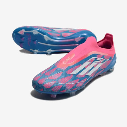 F50 Elite Laceless FG Reemergence - Bleu/Blanc/Rose