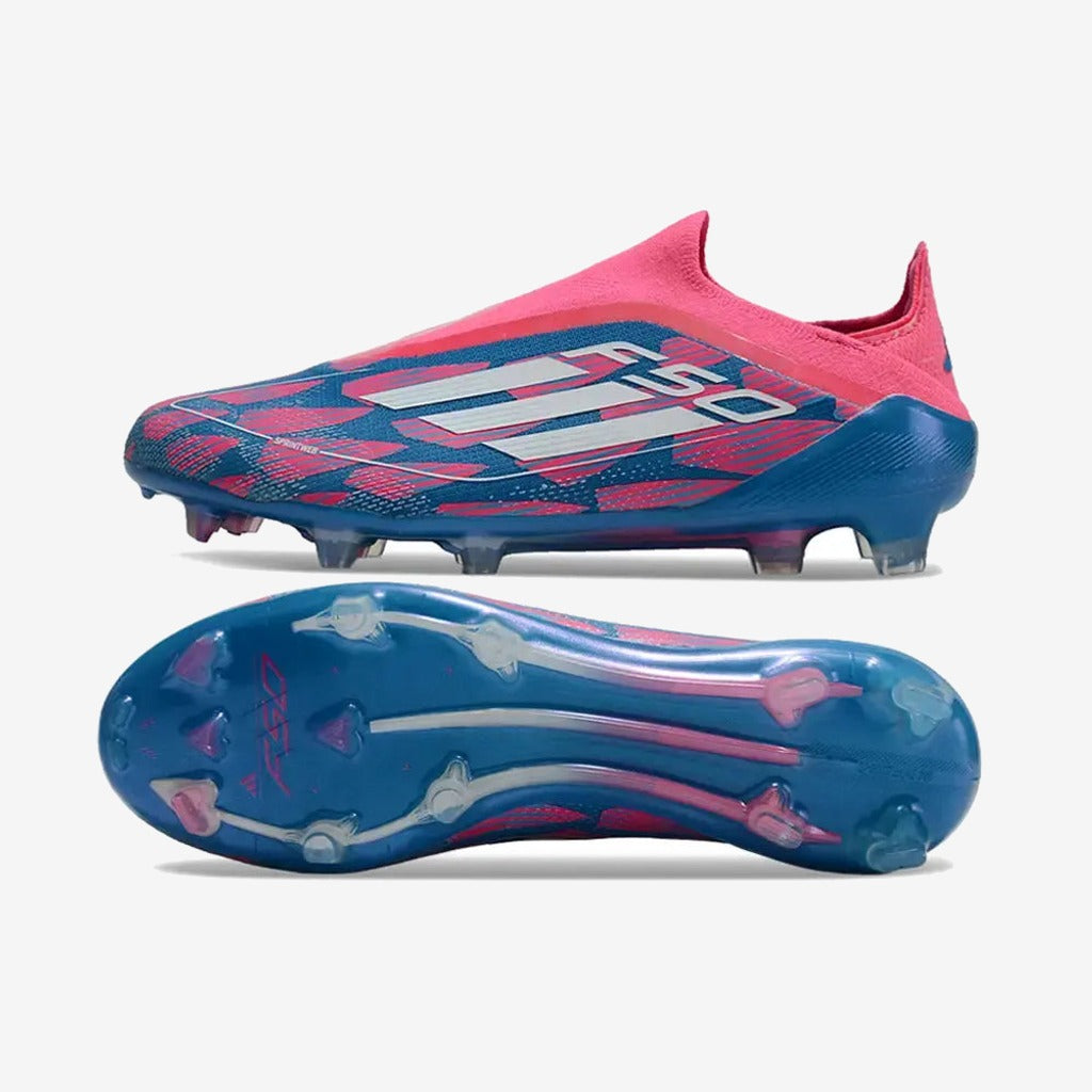F50 Elite Laceless FG Reemergence - Bleu/Blanc/Rose