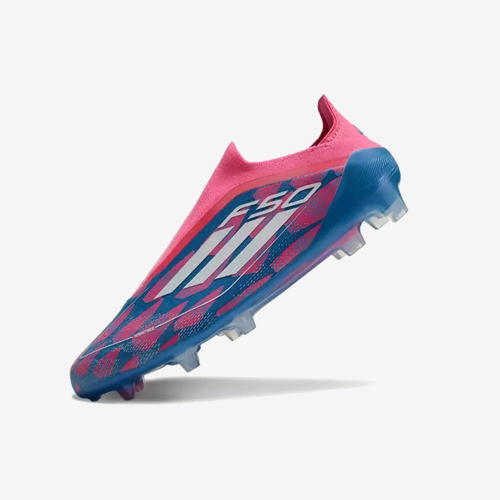 F50 Elite Laceless FG Reemergence - Bleu/Blanc/Rose