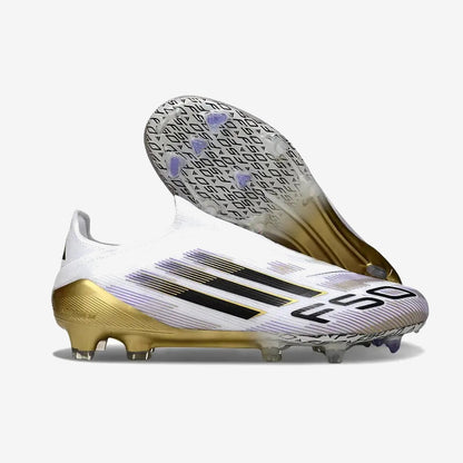 F50 Elite Laceless FG Road to Glory - Blanc/Noir/Doré — Adidas