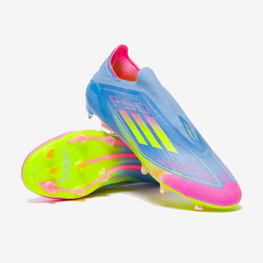 F50 Elite Laceless FG Celestial Victory - Blue Fusion/Lucid Lemon/Lucid Pink — Adidas