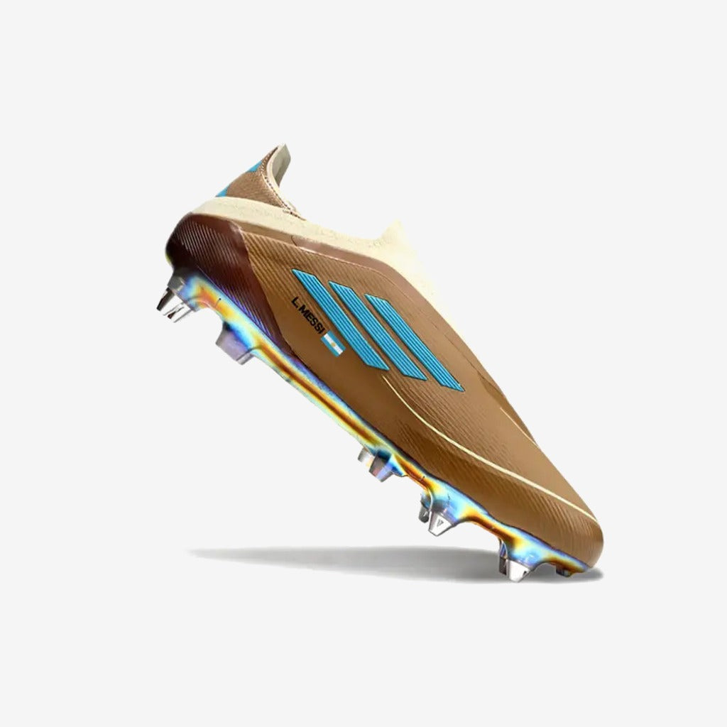 F50 Elite Laceless Messi X Bad Bunny SG - Cardboard/Blanc/Turquoise ÉDITION LIMITÉE