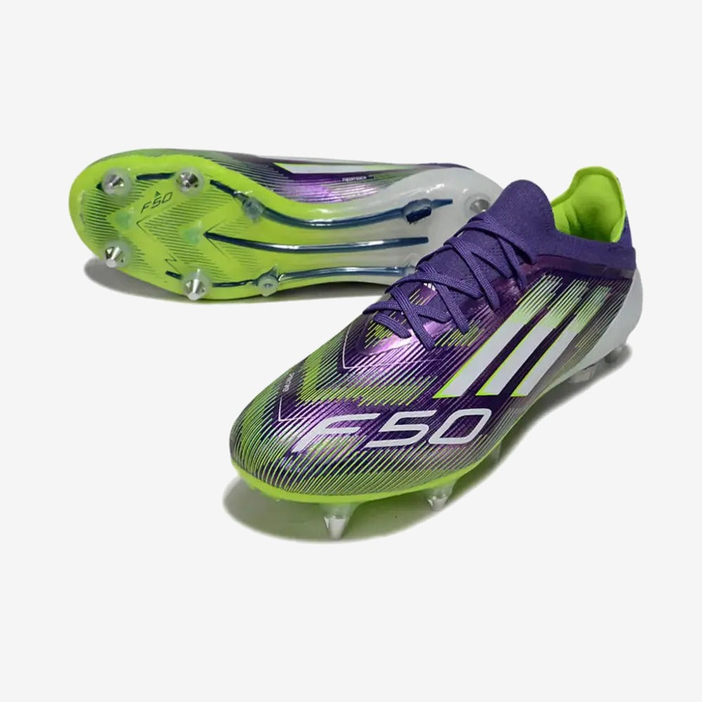 F50 Elite Lacets SG - Violet/Jaune Fluo/Blanc