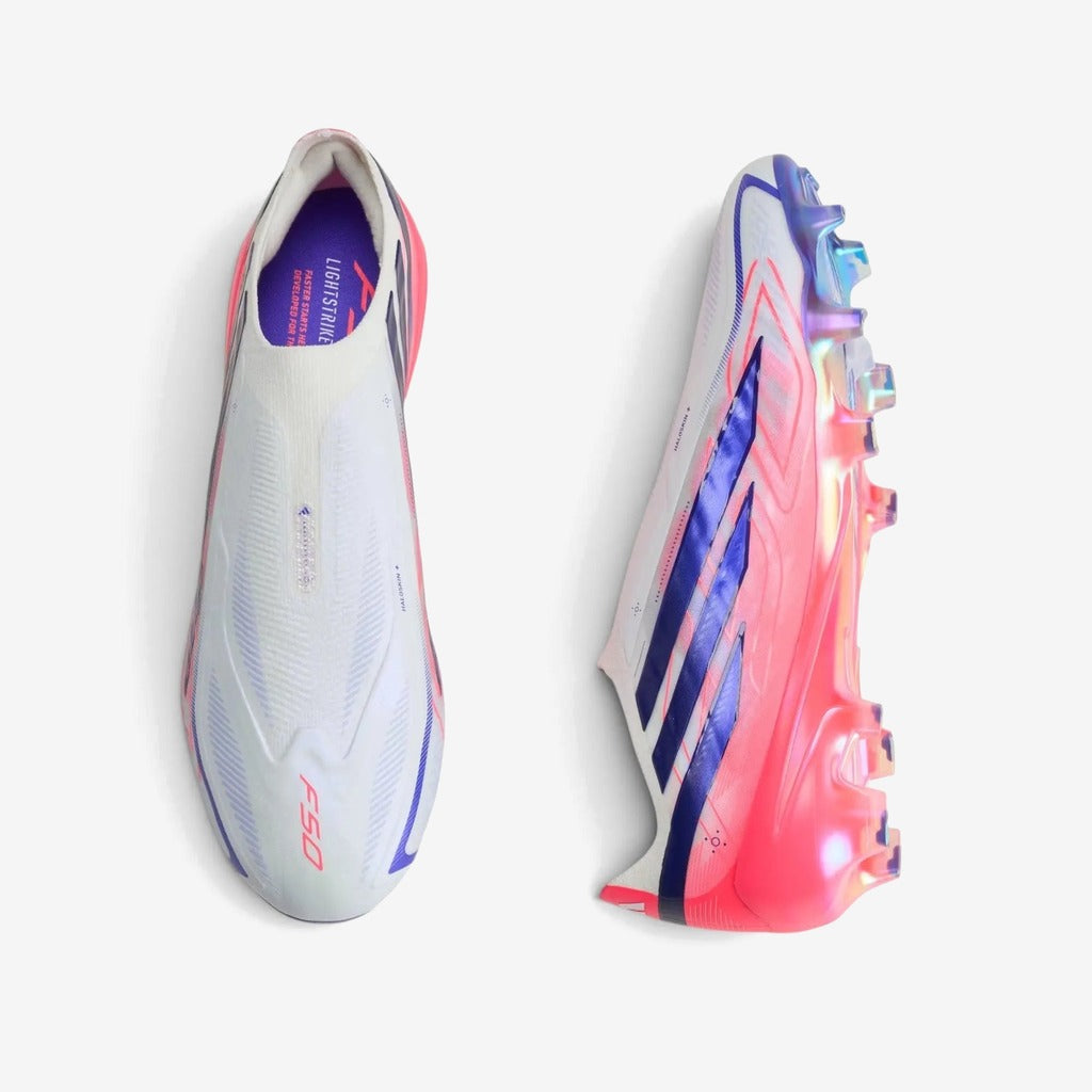 F50 Hyperfast Elite Laceless FG Control or Chaos - Blanc/Violet/Solar Turbo