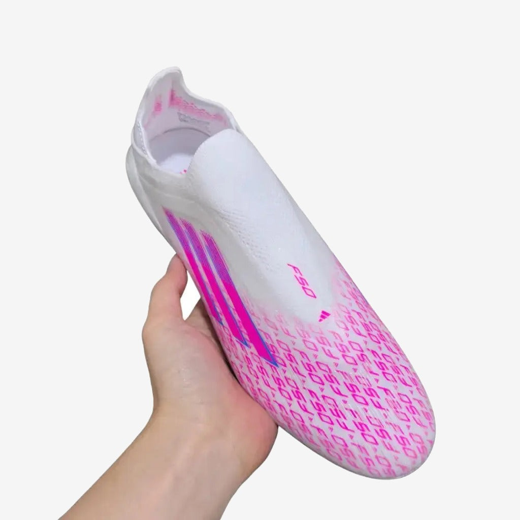 Adidas F50 Laceless Sparkfusion Elite FG/AG Trinity - Blanc/Rose