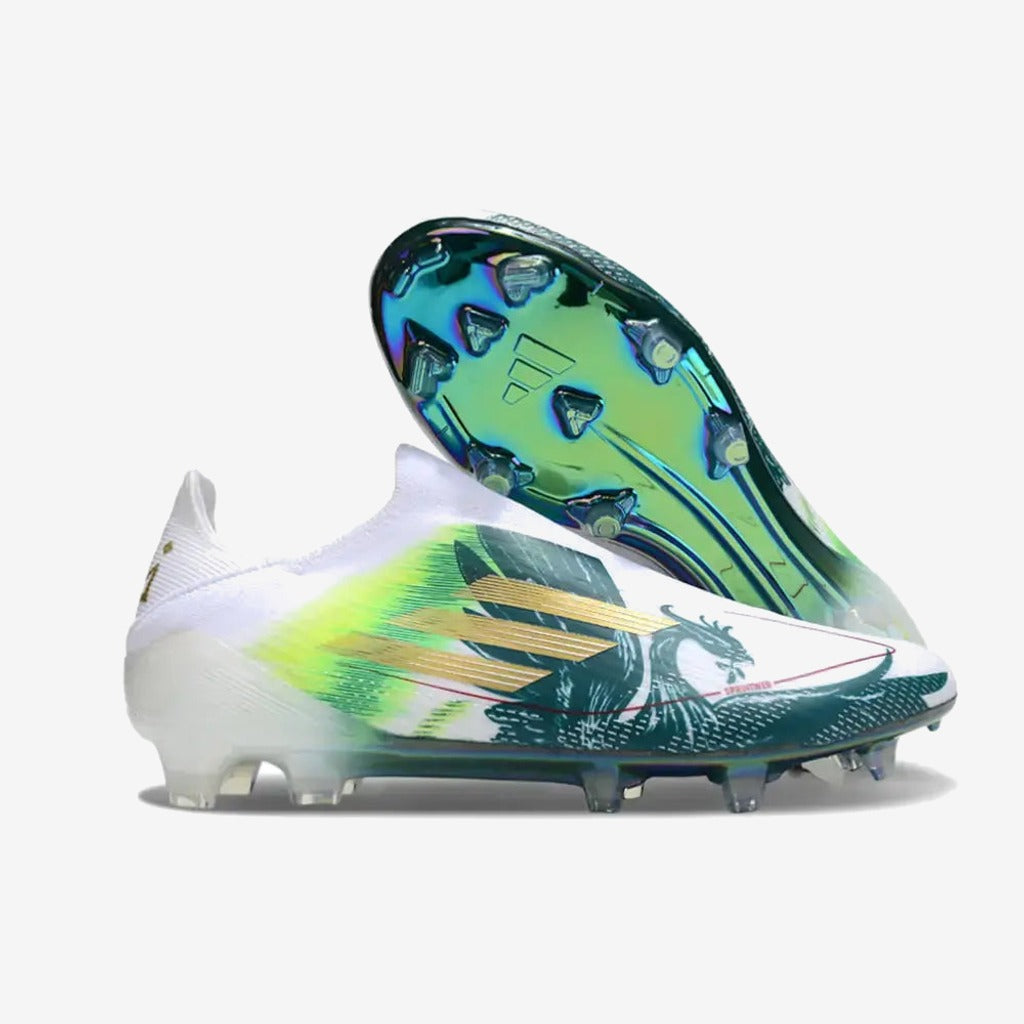 F50 Laceless Spécial Mohamed Salah FG - Blanc/Vert/Doré — Adidas