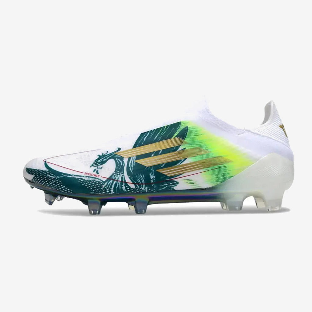 F50 Laceless Spécial Mohamed Salah FG - Blanc/Vert/Doré