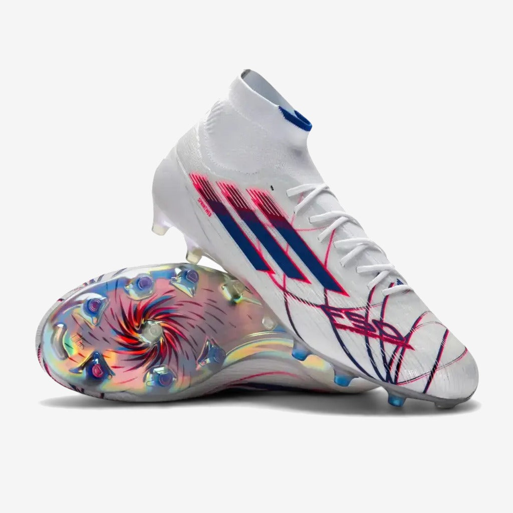 Adidas F50 Sparkfusion Mid Cut Lacets FG - Blanc/Bleu/Rouge