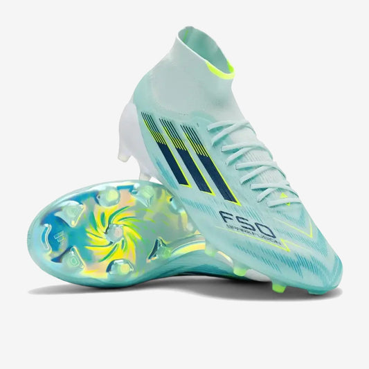 Adidas F50 Sparkfusion Mid Cut Lacets FG - Turquoise/Bleu Marine/Blanc