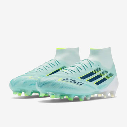 Adidas F50 Sparkfusion Mid Cut Lacets FG - Turquoise/Bleu Marine/Blanc