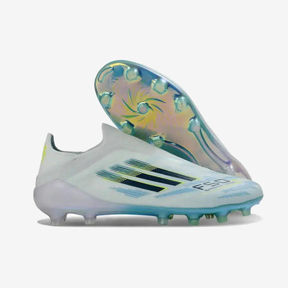 Adidas F50 Sparkfusion League Low Cut Laceless FG Ice Cold Precision - Bleu/Dune Pearl/Jaune