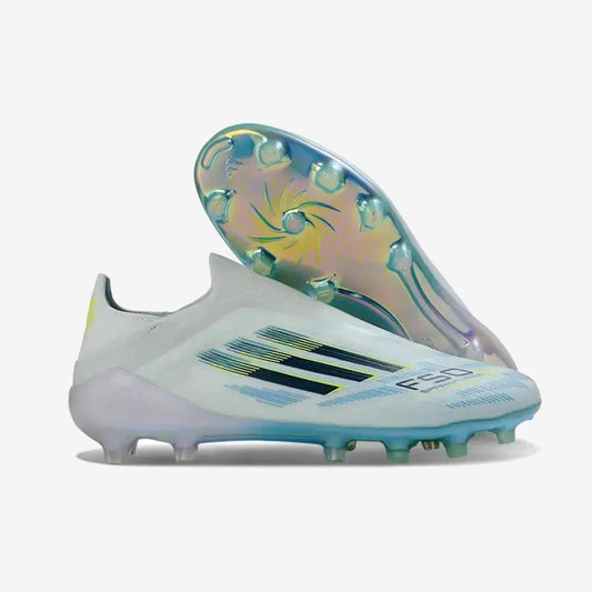 Adidas F50 Sparkfusion League Low Cut Laceless FG Ice Cold Precision - Bleu/Dune Pearl/Jaune