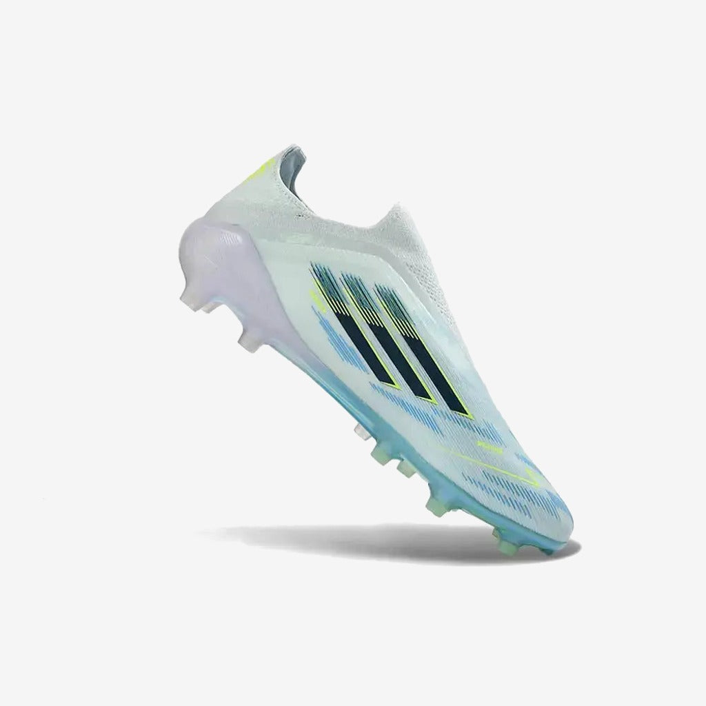 Adidas F50 Sparkfusion League Low Cut Laceless FG Ice Cold Precision - Bleu/Dune Pearl/Jaune