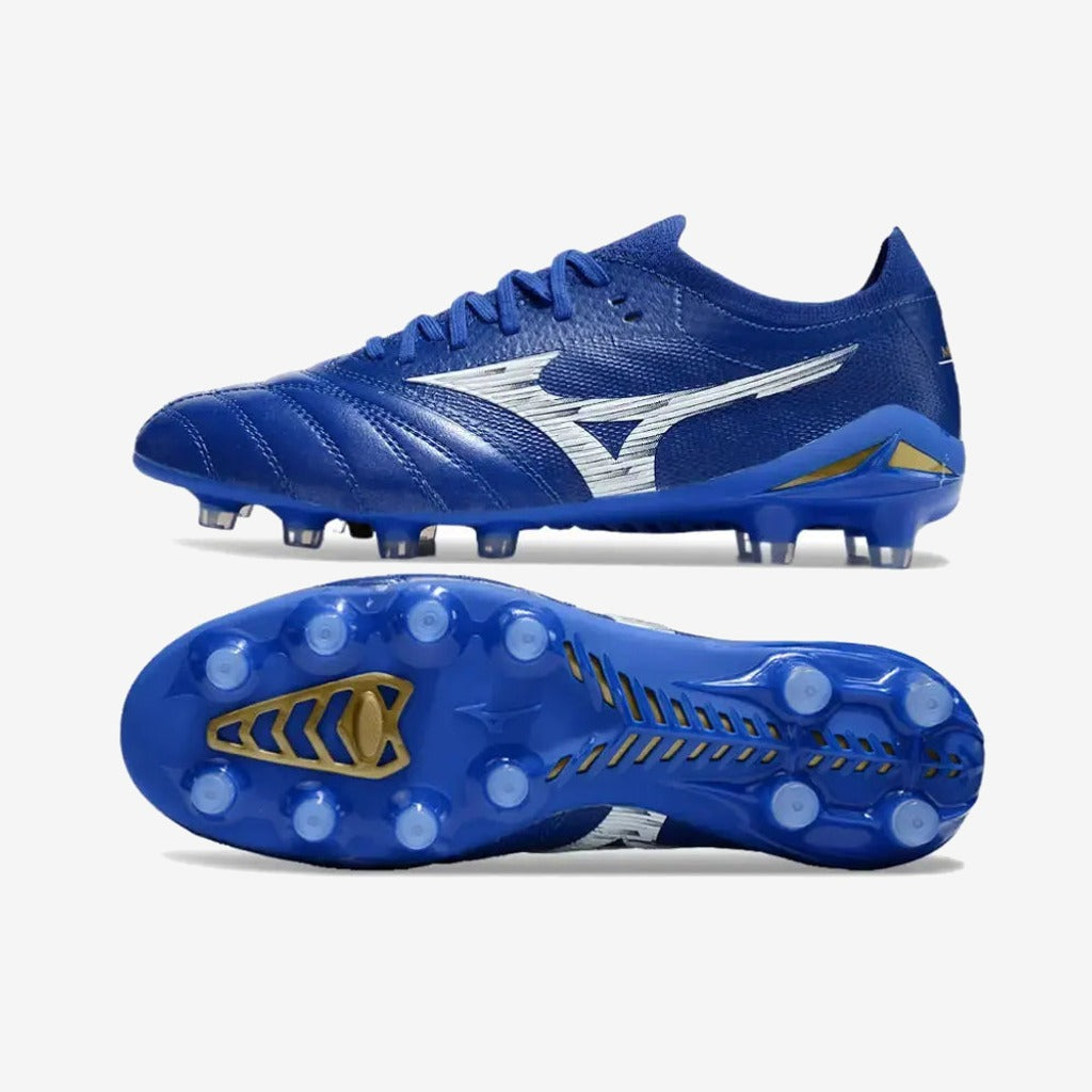Morelia Neo 4 Elite FG/AG - Bleu/Blanc/Doré — Mizuno