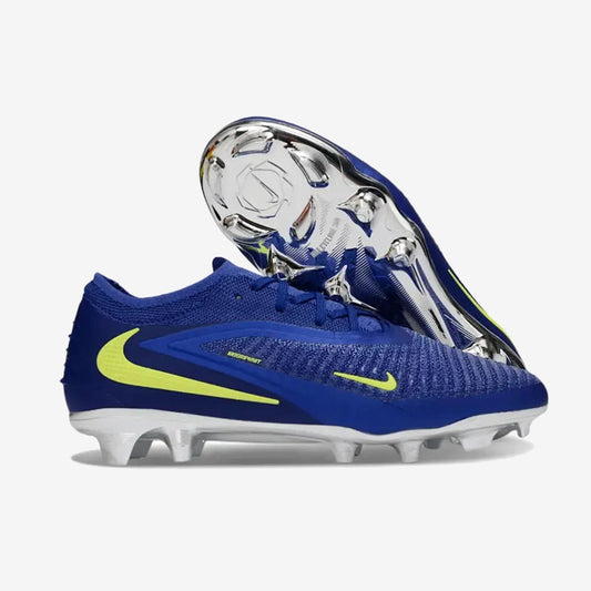 Phantom 6 Elite Low Cut FG - Bleu/Argenté/Jaune Fluo — Nike