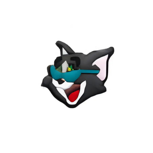 Pin's chat gris souriant cartoon pour Crocs - Accessoire dessin animé ClogsAddict