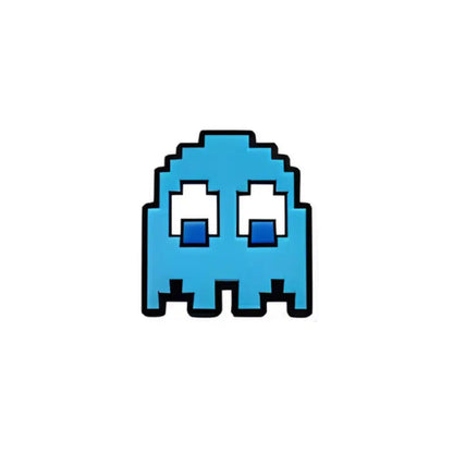 Pin's fantôme bleu Pac-Man pour Crocs - Accessoire jeu vidéo rétro ClogsAddict
