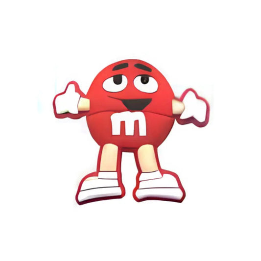 Pin's personnage M&M's rouge pour Crocs - Accessoire gourmand ClogsAddict