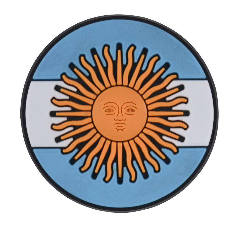 Pin's drapeau Argentine avec soleil de Mai pour Crocs, jibbitz rond bleu ciel 