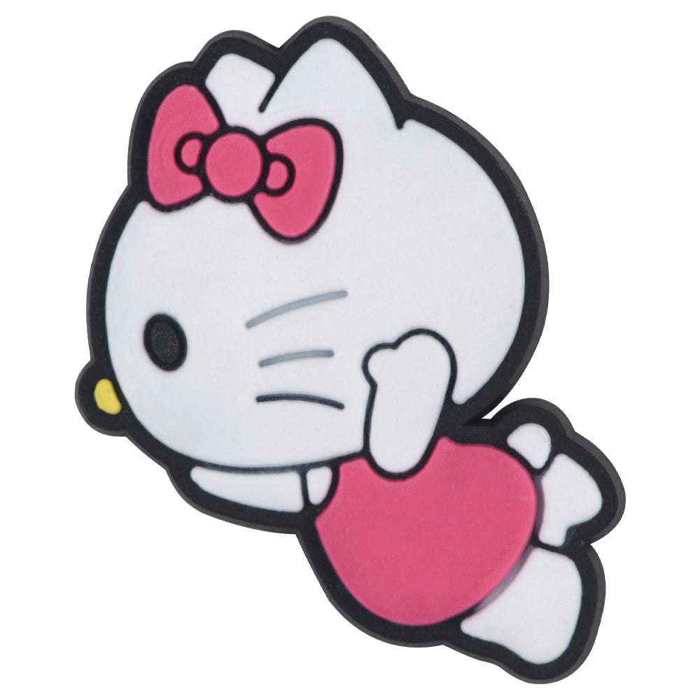 Pin's Hello Kitty allongée avec un cœur rose pour Crocs, jibbitz kawaii nœud rose 