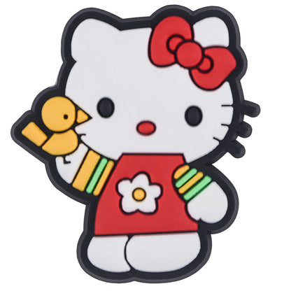 Pin's Hello Kitty robe fleurie avec canard jaune pour Crocs, jibbitz kawaii 