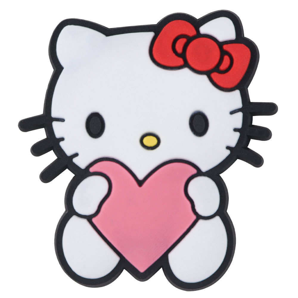 Pin's Hello Kitty tenant un cœur rose pour Crocs, jibbitz mignon Saint-Valentin 