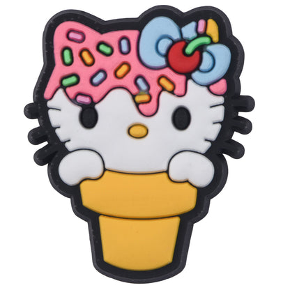Pin's Hello Kitty en cornet de glace pour Crocs, jibbitz gourmand nœud coloré 