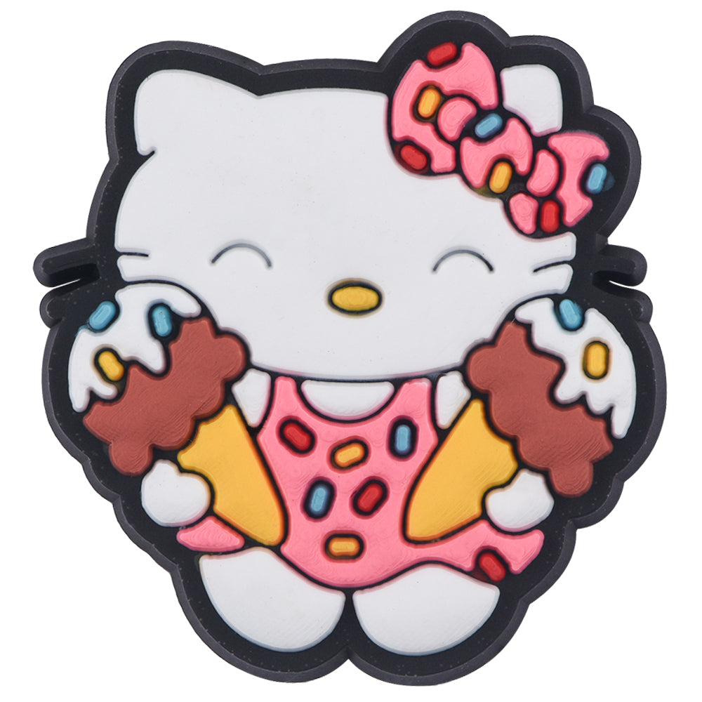 Pin's Hello Kitty robe à pois avec deux glaces chocolat pour Crocs, jibbitz gourmand 