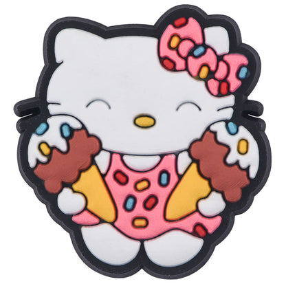 Pin's Hello Kitty robe à pois avec deux glaces chocolat pour Crocs, jibbitz gourmand 